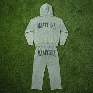Conjunto de Sudadera Oversize y Pantalones Anchos de Felpa Verde Salvia Lavado Personalizado para Mujer, Chándal de Algodón OEM ODM - Product Image 6