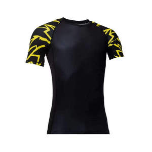 Camiseta de Manga Corta con Estampado Geométrico Negro y Amarillo para Hombre, Camiseta de Lucha de Secado Rápido, Camiseta de Lucha de la Mejor Calidad al por Mayor - Product Image 2
