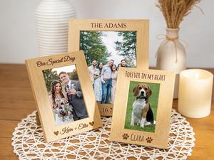 Cadre photo en bois rustique fait main et écologique, support photo personnalisé, présentoir de table ou mural, souvenirs de famille, cadeaux de mariage Khadim - Product Image 6