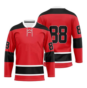 Camiseta de Hockey sobre Hielo Roja para Hombre con el Número 88, Manga Larga, Impresión Sublimada, Ropa Deportiva Transpirable de Poliéster - Product Image 2