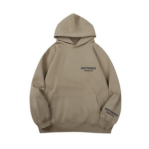 เสื้อฮู้ดดี้ผู้ชายแบบโอเวอร์ไซส์ ผ้าคอตตอน 100% หนานุ่มสองชั้น พร้อมโลโก้พิมพ์และปัก - Product Image 1