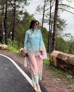 Designer Muslin Cotton <b>Top</b> With Muslin Cotton Pant And Muslin Cotton Dupatta Fully Stitched Ready To Wear <b>Kurti</b> Set - Product Image 1
