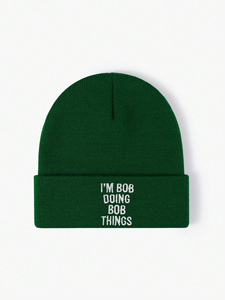 Red Beanie Hat With Embroidery I'm Bob Doing Bob Things Unisex Casual <b>Winter</b> <b>Cap</b> for Adults Wholesale <b>Winter</b> Beanie Hats - Product Image 4