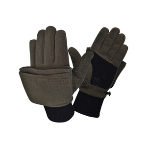 Mitaines chauffe-mains convertibles à rabat en polaire, gants tactiques de chasse avec paume en daim, coupe-vent, pour l'extérieur, vente en gros - Product Image 1