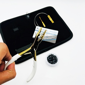 ORHA INTERNATIONAL Stainless Steel <b>Hair</b> <b>Extension</b> Pliers Kit Tool Set for Commercial Use Installation Removal <b>White</b> Handle Gold - Product Image 3