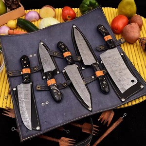 Professional 5-Piece Damascus Steel Handmade Chef Kitchen <b>Knives</b> Plastic Handles Drop Point <b>Blade</b> OEM Customizable-MS Enterprise - Product Image 4