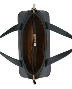 Sac à main élégant en cuir véritable vert pour femme, avec fermeture éclair, deux poignées de transport, bandoulière, vente en gros, personnalisation OEM du logo et des couleurs - Product Image 2