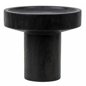 Mesa de Centro Moderna de Lujo Hecha a Mano con Base de Madera Maciza de Suar, Acabado Negro, Diseño Duradero, Mueble para Hotel u Hogar - Product Image 2