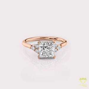 Bague en argent sterling 925 avec diamant moissanite taille coussin, ton argenté, bijoux de mariée élégants pour les acheteurs en gros - Product Image 5