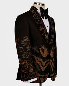 Derniers costumes de smoking de créateur pour mariage et fêtes Chemise blazer noire avec pantalon Imprimé tendance Grande taille Respirant - Product Image 4