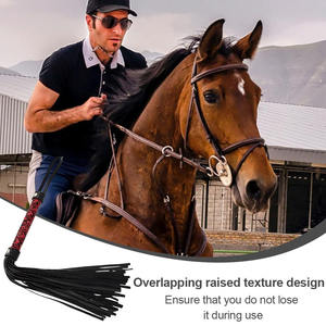Látigo de Entrenamiento Diario con Mango de Cuero PU Trenzado Rojo y Borla Negra para Uso Ecuestre - Product Image 5