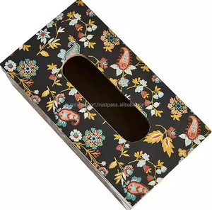 Boîte à mouchoirs imprimée en bois de décoration motifs élégants pour une utilisation au bureau à domicile - Product Image 1