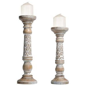 Wholesale Rustic Mango Wood Pillar <b>Candle</b> Holder <b>Set</b> Hand-Carved Farmhouse Wooden Candlestick for Wedding Decor <b>Candle</b> Stand - Product Image 3