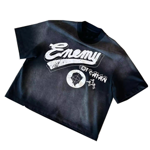 เสื้อยืดโอเวอร์ไซส์ทรงหลวมสไตล์สตรีทแวร์แบบซันเฟด เสื้อผ้าลำลองแฟชั่น คอโอ สำหรับผู้จำหน่ายเสื้อผ้า - Product Image 1