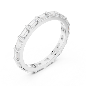 Anillo de Eternidad de Diamantes con Corte Esmeralda de Lujo, Oro de 14K/18K, Anillo de Boda con Diamantes Baguette, Joyería Personalizada - Product Image 5