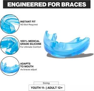 Protège-dents en silicone de qualité supérieure, équipement de sport protecteur pour la boxe, léger, moulable, unisexe, style standard, bleu, OEM - Product Image 3