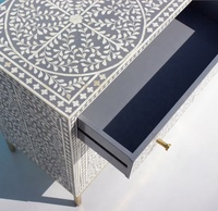 Coffre à 6 tiroirs en incrustation d'os et dessus de table Design floral noir meilleure qualité par Exotic Indian Art pour la maison, le bureau et le salon