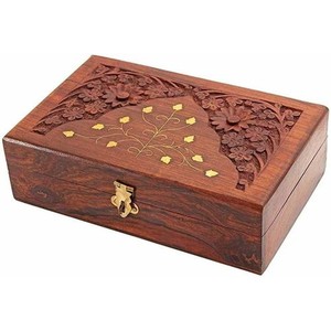 ชุดกล่องใส่ลูกประคำไม้มะม่วงทำมือ พร้อมลายทองเหลือง |   ขายส่ง - Product Image 3