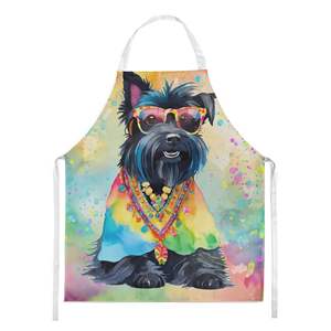 Scottish Terrier Hippie Dawg Unisex Gran Delantal de cocina multicolor para cocinar Hornear Artesanías Jardinería-Mujeres y hombres adultos - Product Image 1