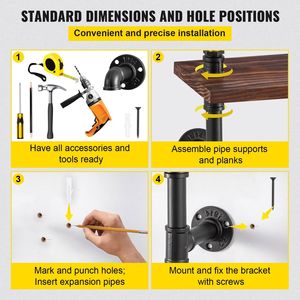 Mensole Galleggianti Industriali a 4 Livelli, Unità di Scaffalatura in Legno Massello Stile Rustico Moderno, Soluzione di Stoccaggio Fai-da-Te da Parete - Product Image 6