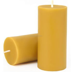 Bulk Artisanal 2x4 Yellow Beeswax Pillars – Sustainable Non-Toxic Spa <b>Lighting</b> - Product Image 4
