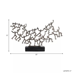 Metal Figurative Sculpture 22x13 Inch Handmade Artistic Tabletop Decor Contemporary Living Room <b>Decoration</b> - Product Image 1