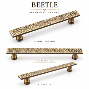 Wardrobe Handle BEETLE With Matte Antique Finish Decorative Cabinet Hardware For Furniture Doors <b>Drawers</b> And Storage <b>Units</b> - Product Image 1