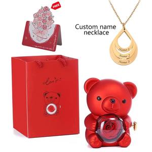Agent de Dropshipping pour Colliers Pendentifs Cœur Gravés 2026 avec Boîte Cadeau Ourson et Rose pour la Saint-Valentin - Product Image 3