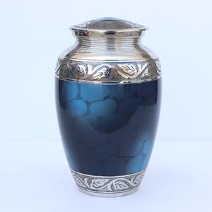 Premium Brass Cremation Urns for Human Ashes Customized Blue Clouds Color Pattern Brass Urn Handcrafted Brass Adult Ashes Urns - Product Image 2