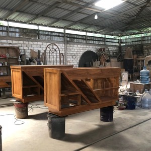 Mueble de Baño Moderno de Lujo con Doble Lavabo de Madera de Teca, Gabinete Flotante de Madera Sólida con Terrazo Negro para Muebles de Baño - Product Image 5