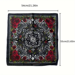 Écharpe carrée en soie vintage personnalisée, imprimée numériquement, respirante, confortable, multifonctionnelle, motif géométrique, toutes saisons, polyester - Product Image 6
