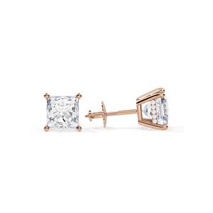 Boucles d'oreilles en diamant taille princesse en or jaune avec diamants de laboratoire pour femme, bijoux de fiançailles, style classique - Product Image 2