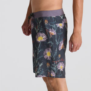 Shorts de bain décontractés pour hommes, séchage rapide, taille à cordon de serrage avec poches, imprimé palmiers, tissu polyester, logo personnalisé, plage, surf - Product Image 2