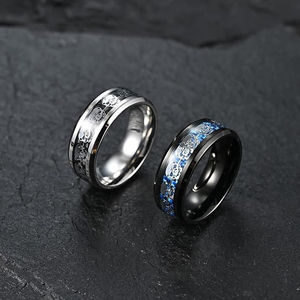 MORTAL SAGA Bague de mariage pour homme motif squelette Damas plaqué noir style punk haute qualité - Product Image 1
