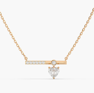 Pendentif cœur en diamant de culture dans un collier en or 14 carats pour femme - Product Image 3