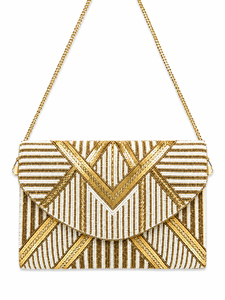 Pochette de soirée de luxe à fermeture éclair, style Gatsby, faite main, brodée de perles, avec sequins, sac à bandoulière tendance pour fêtes - Product Image 1