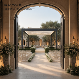 Pérgola de aluminio con lamas ajustables RKOVE RK-S3 6*6M con iluminación LED arquitectónica para eventos, pérgola inteligente de aluminio - Product Image 4