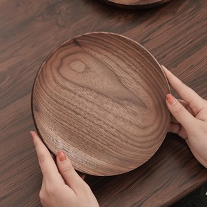 Modern Japanese Style Walnut Wood Dessert <b>Plate</b> Solid Wooden <b>Disposable</b> Fruit <b>Plate</b> and Dish for Parties - Product Image 6