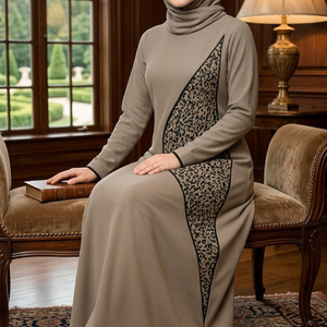 Abaya islamique modeste de haute qualité sur mesure pour femmes, coupe droite simple, longueur au sol, 100% polyester, couleur unie, robe musulmane - Product Image 5