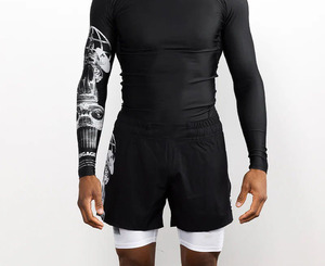 Custom Men's Black White Printed 100% Cotton Eco-Friendly Breathable <b>Stretch</b> Mesh Shorts Double Layer Inner Support Lining for - Product Image 5