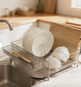 OEM/ODM Vietnam Stainless Steel 304 Single Tier <b>Dish</b> Draining <b>Rack</b> Multifunction Kitchen Organizer Storage Shelf - Product Image 3