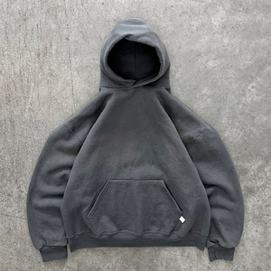 Sudadera con Capucha 100% Algodón para Hombre, con Logotipo Personalizado, Estilo Urbano, Gruesa, Vintage, Oversize, con Pedrería y Cuello con Capucha - Product Image 2