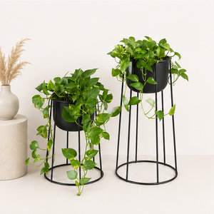 Vases en métal noir de luxe en gros avec support | Porte-pot de fleurs en fer avec revêtement en poudre durable, personnalisable, moderne, pour la maison et le jardin - Product Image 3