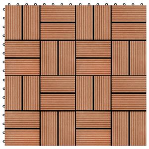 11 pz Teak colore WPC Decking mattonelle 11.8 "x 11.8" 1 Sqm - Product Image 1