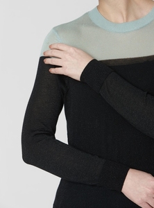 Suéter de Punto con Bloques de Color para Mujer, Cuello Redondo, Manga Larga, Estilo Informal para Otoño, Corte Regular, 100% Acrílico - Product Image 5