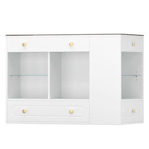 Armadio a isola con 6 cassetti, scaffali aperti, guardaroba per camera da letto, porta gioielli, vano espositivo in vetro, ripiani aperti superiori - Product Image 2