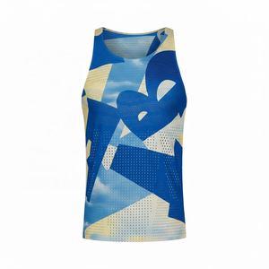 Débardeur de course sportif pour homme, col rond, 100 % polyester tissé, respirant, imprimé par transfert thermique, confortable et décontracté - Product Image 5