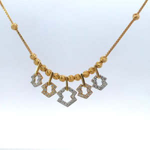 Cadena con Colgante de Oro Sólido de 22K con Dijes Geométricos con Incrustaciones de Diamantes para Mujer - Product Image 6