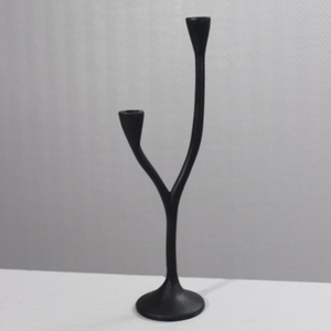 Modern Black Metal Dual Candle Holder Decorative 2 Arm Candle Stand Table Centerpiece Home Decor - Product Image 1