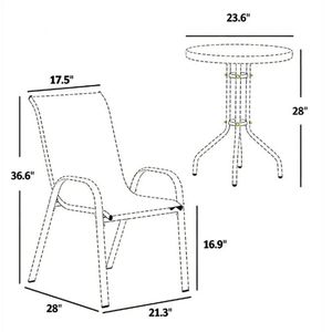 Juego de Muebles de Bar Pequeños de 3 Piezas, Color Gris, para Patio y Jardín - Product Image 6